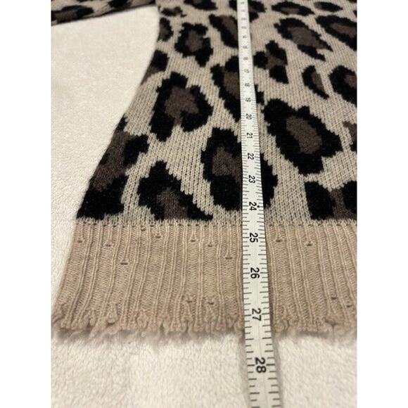 AQUA Cat Animal Print 100% Cashmere Distressed Soft Sweater Leopard Women MEDIUM - Picture 8 of 8